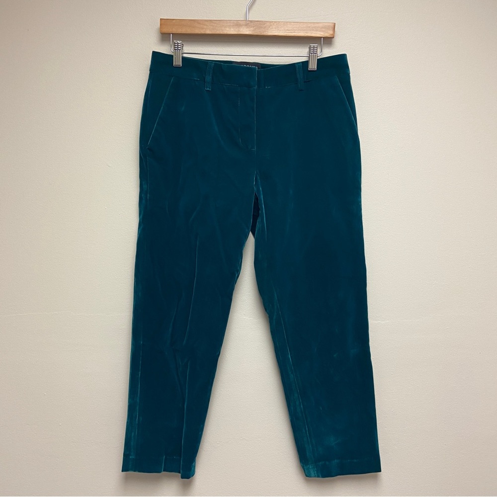 Wildfang Womens Blue Green Teal Velvet Trouser Pants Bold Statement Size 6
